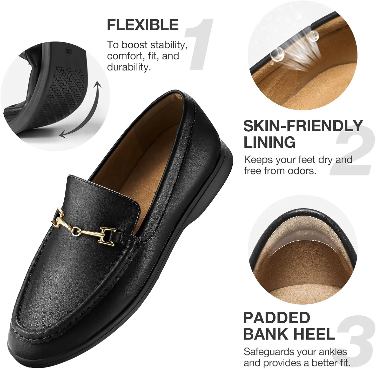 ZURIN Women's Loafers Leather Penny Loafers Comfortable Flats Shoes for Women Casual Dressy Shoes Business Work Driving